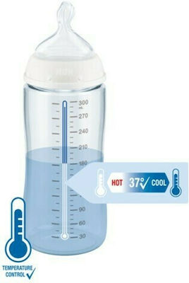 Nuk Glasflasche First Choice Plus Temperature Control Gegen Koliken mit Silikonsauger für 0-6 Monate Ciell Elefanten 240ml 1Stück 10.745.124