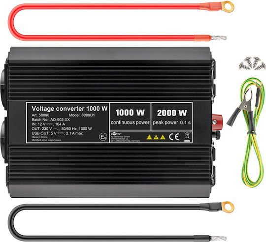 Goobay Car Inverter 1000W to Converter 12V DC in 230V AC with 1xUSB