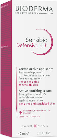 Bioderma Sensibio Defensive Rich Καταπραϋντική & θρεπτική κρέμα προσώπου για ευαίσθητο ξηρό δέρμα