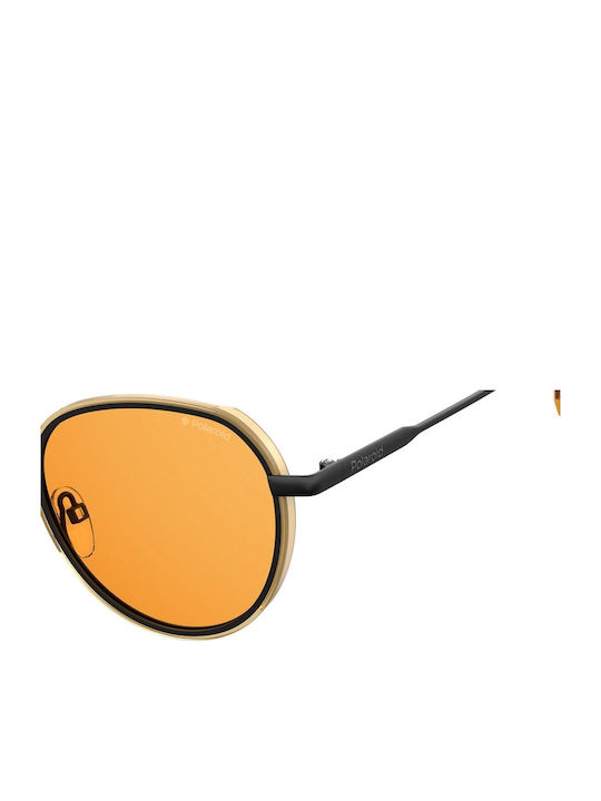 Polaroid Unisex Sunglasses with Black Metal Frame and Orange Polarized Lens PLD6114/S 40G/HE
