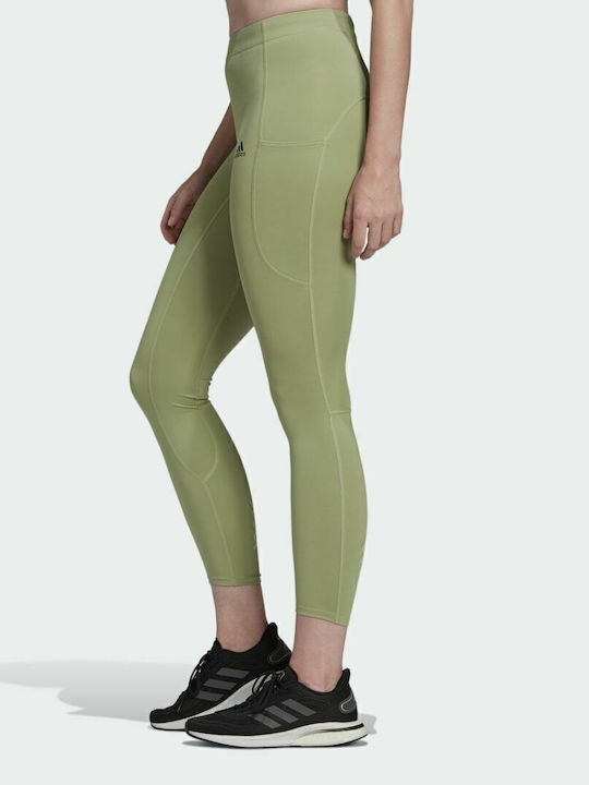 Fastimpact Women's Cropped Running Legging Shiny & High Waisted Magic Lime