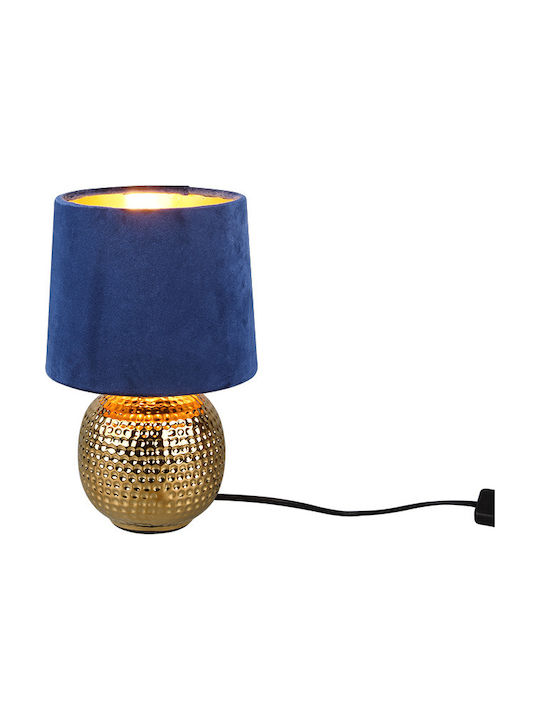 Trio Lighting Sophia Metal Table Lamp for Socket E14 with Blue Shade and Gold Base