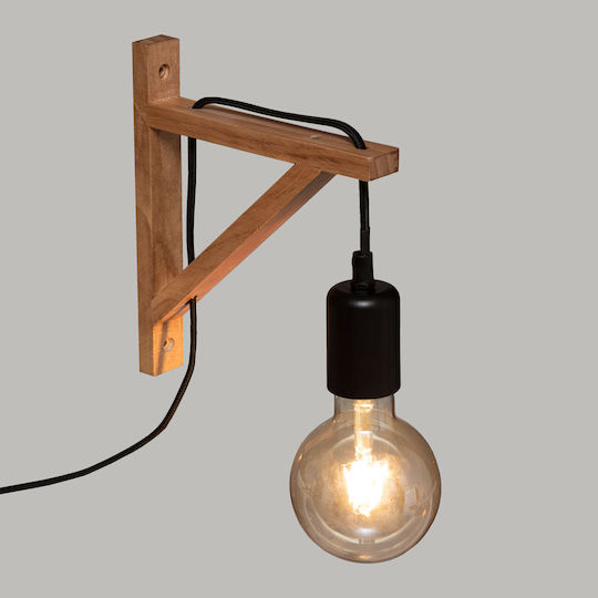 Atmosphera Wild Classic Wall Lamp with Power Outlet and E27 Socket Brown 19x19x3cm