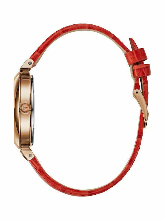 GC Watches Ladybelle Γυναικείο Ρολόι 34mm Μπαταρίας με Κόκκινο Δερμάτινο Λουράκι