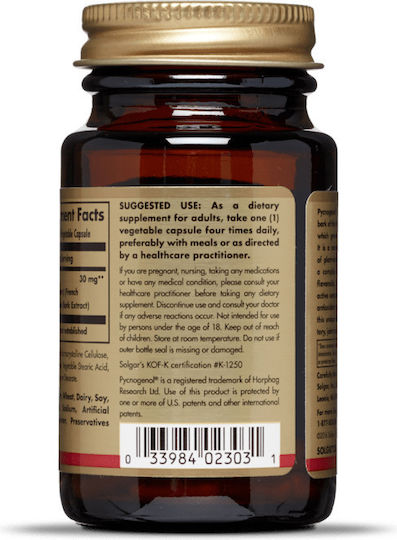 Solgar Pycnogenol 30mg Special Food Supplement 30 Vegetable Capsules