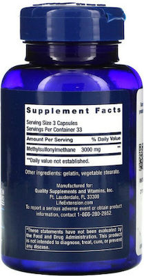 Life Extension MSM 1000mg Supplement for Joint Health 100 caps