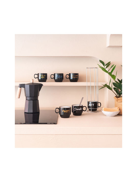 Grupo Erik Black Ceramic Mug 150ml (Personalized) 6 Pieces