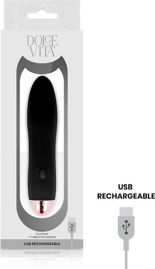 Dolce Vita Rechargeable Vibrator Four Mini Δονητής Bullet 2.6cm Black