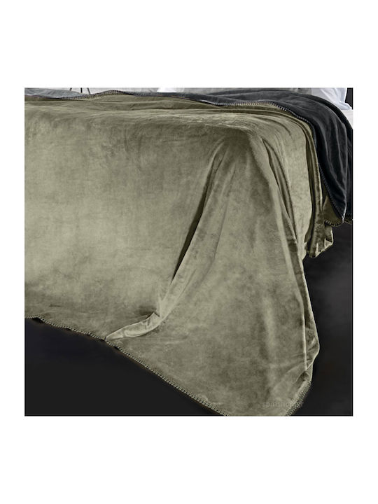 Guy Laroche Σετ Κουβέρτα Βελουτέ Υπέρδιπλη 220x240εκ. Velvet Khaki