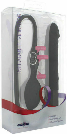Seven Creations Silicone Inflatable Vibrator Κλασικός Δονητής 15cm Black