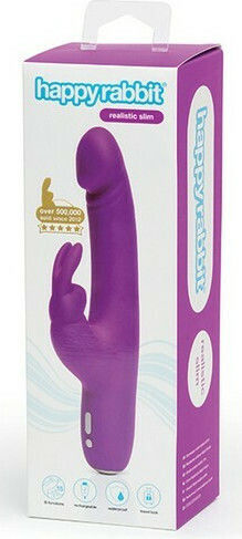Happy Rabbit Realistic Slim Vibrator Kaninchen 22.8cm Purple