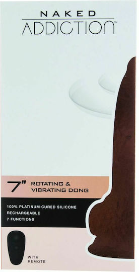 BMS Factory Naked Addiction Rotating & Vibrating Dong with Remote Realistic Vibrator cu Telecomandă 18cm Carne