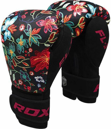 RDX FL3 Floral Boxing Gloves made of Synthetic Leather for Match Black