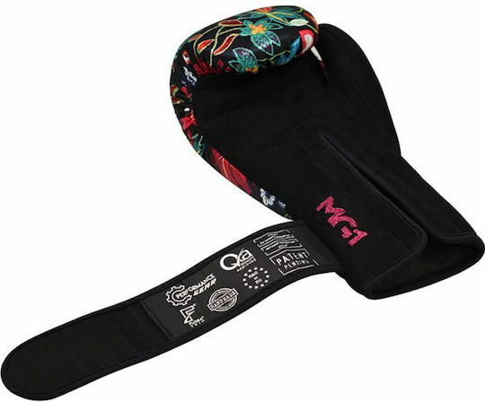 RDX FL3 Floral Boxing Gloves made of Synthetic Leather for Match Black