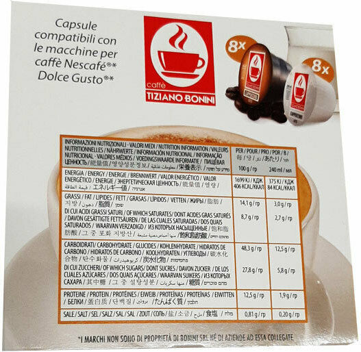 Tiziano Bonini Kapseln Cappuccino Kompatibel mit Maschine Dolce Gusto 16Mützen