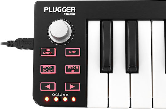 Plugger Midi Keyboard Pocket Key με 25 Πλήκτρα Μαύρο