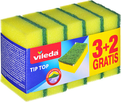 Vileda Kitchen Sponge for Dishes Yellow Style Tip-Top 5pcs