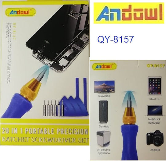 Andowl QY-8157 Schraubenzieher für Mobiltelefon-Reparaturwerkzeuge 20Stück QY-8157
