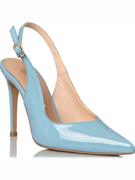 Pumps mit Stiletto-Absatz & Riemchen Hellblau