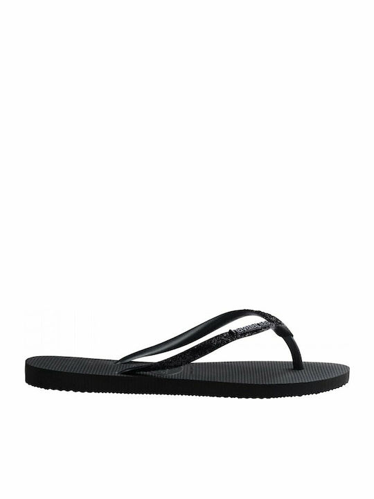 Slim Glitter II Flip Flops In Black Colour