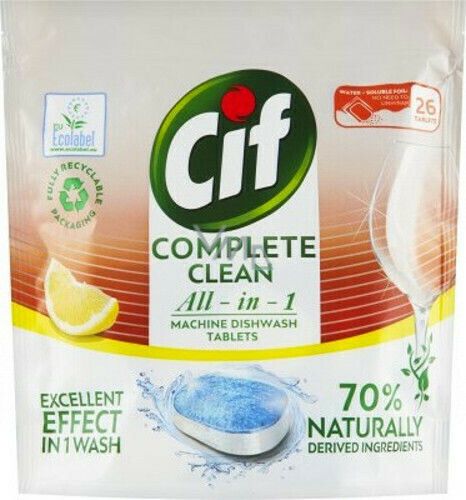 Cif Complete Clean All in 1 Eco-Friendly 26 Dishwasher Pods Λεμόνι