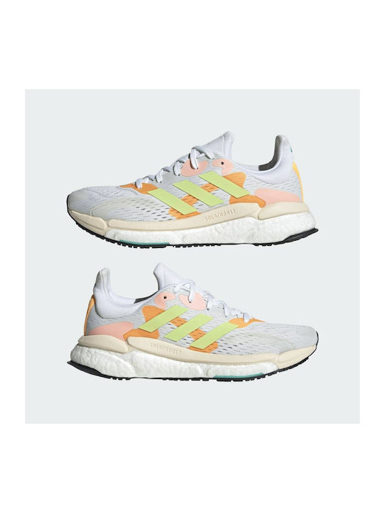 Solarboost 4 Damen Sportschuhe Laufen Cloud White / Pulse Lime / Light Flash Orange