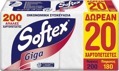 Softex 200 Χαρτοπετσέτες Giga Μονόφυλλες 306gr 30x30cm