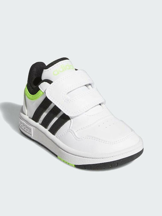 Hoops Hoops 3.0 CF Kids Sports Shoes Basketball with Hoop & Loop Closure Cloud White / Core Black / Solar Green