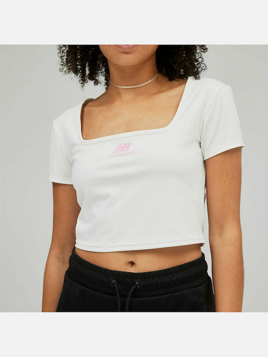 Athletics Γυναικείο Αθλητικό Crop Top Κοντομάνικο Μπεζ