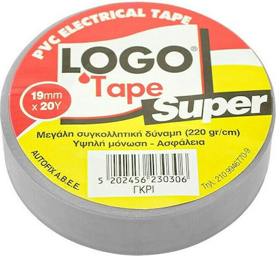 Logo Insulation Tape 19mm x 20m PVC Electrical Super Grey Gray