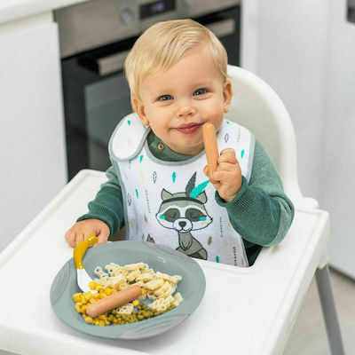 Babyono Βρεφικό Σετ με Κουτάλια από Σιλικόνη Γκρι/Κίτρινο για 6+ μηνών 2τμχ