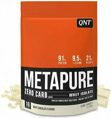 QNT Metapure Zero Carb Whey Isolate Molkenprotein mit Geschmack Weiße Schokolade 480gr