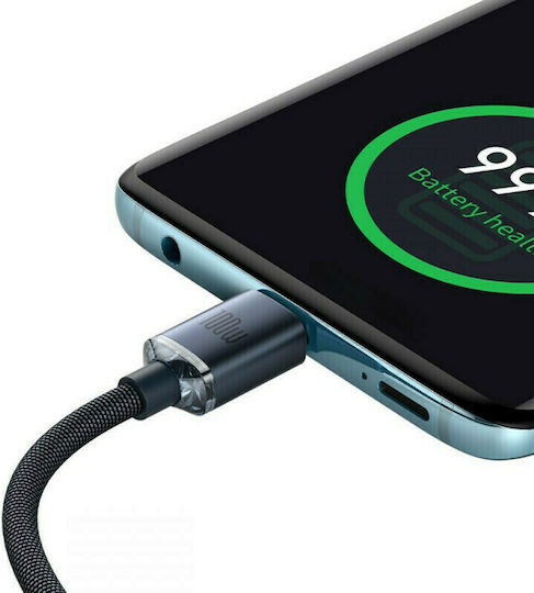 Baseus Crystal Shine Плетен USB 2.0 Кабел USB-C Мъжки - USB-C 100W PD Черен 1.2m CAJY000601
