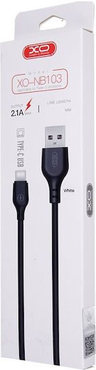 XO NB103 USB 2.0 Cable USB-C male - USB-A Λευκό 2m 16.005.0072
