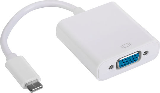 Akyga Convertor VGA feminin în USB-C masculin Alb 1buc AK-AD-55