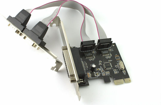 DeTech Κάρτα PCIe σε θύρα DB25 Parallel / RS232 DB9 Serial