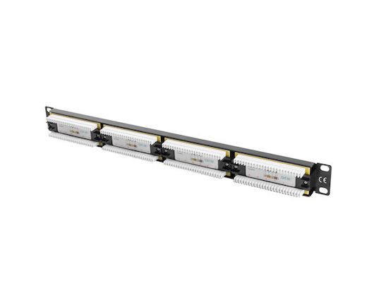 Lanberg Patch Panel για Rack 1U 19" 24 Θυρών cat5e Μαύρο