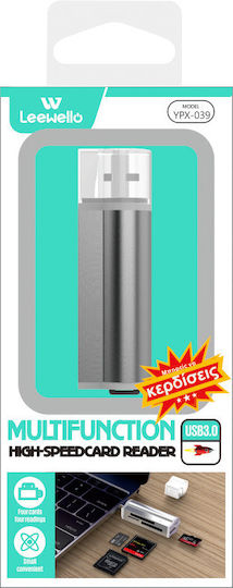 Leewello YPX-039 Card Reader USB 3.0 για SD/microSD/MemoryStick Ασημί