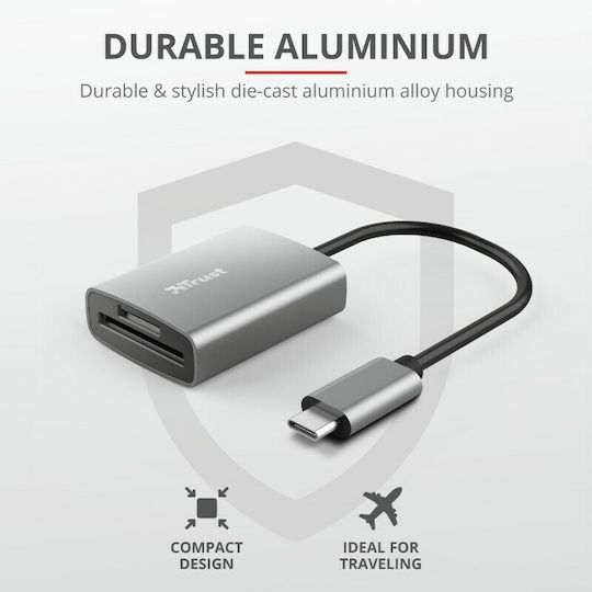 Trust Dalyx Fast Card Reader Type-C για SD Ασημί