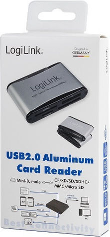 LogiLink Card Reader USB 2.0 για SD/microSD/MemoryStick/CompactFlash/xD Ασημί