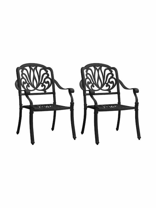 Bistro Dining Room Set for Small Outdoor Spaces 3 Pieces Black with Umbrella Holder