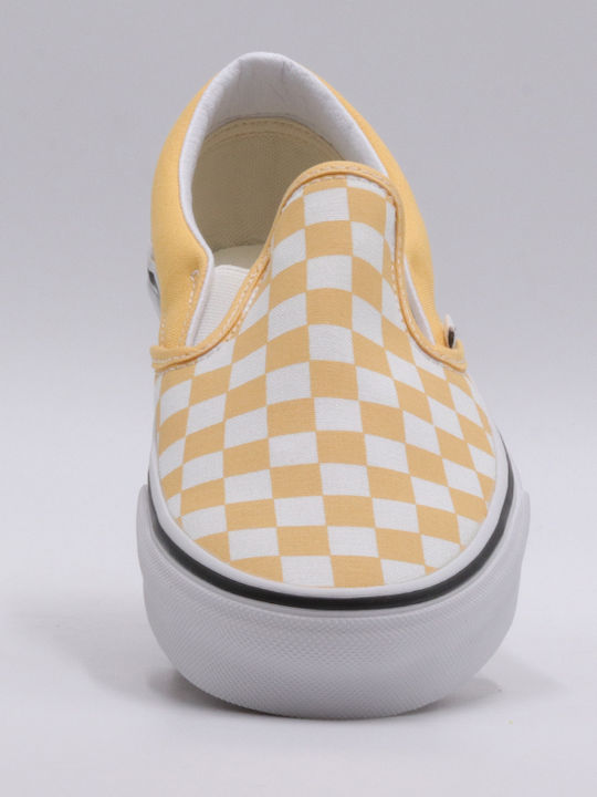 Classic Checkerboard Men's Canvas Slip-Ons Yellow
