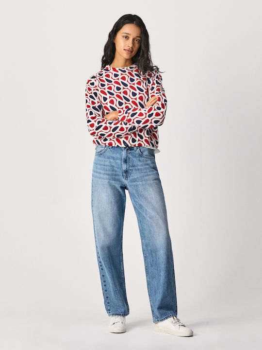 Chris Cropped Γυναικείο Φούτερ Red/Blue