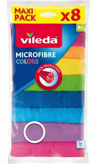 Vileda Colors Cleaning Cloths with Microfibers General Use Multicolour 30x30cm 8pcs