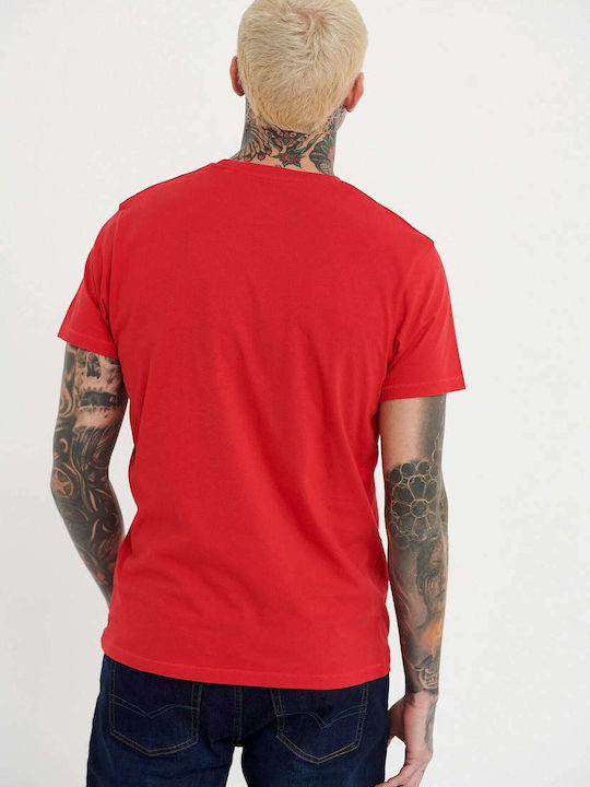 Funky Buddha Herren T-Shirt Kurzarm Hibiscus Red