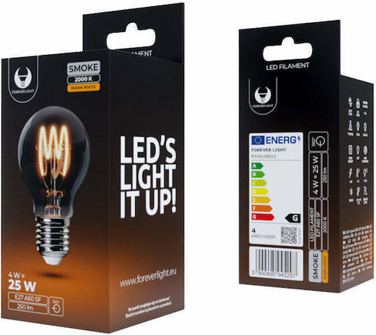 Forever Light Λάμπα LED 4W για Ντουί E27 και Σχήμα A60 Θερμό Λευκό 250lm
