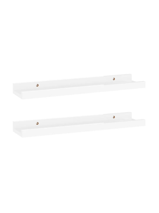 Shelves Wall White Glossy 2pcs 40x9x3cm