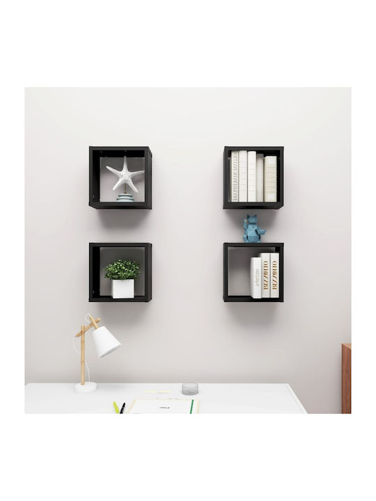 Regale Wand Black Velvet-Black Metal 4Stück 30x15x30cm