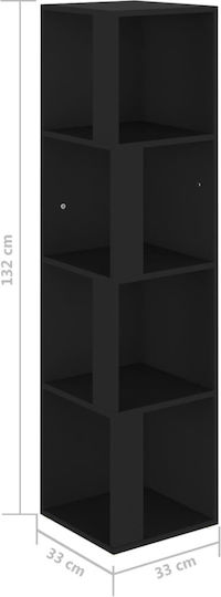 Corner Bookcase Black 33x33x132cm