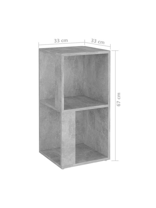 Γωνιακή Βιβλιοθήκη Γκρι Σκυροδέματος 33x33x67εκ.